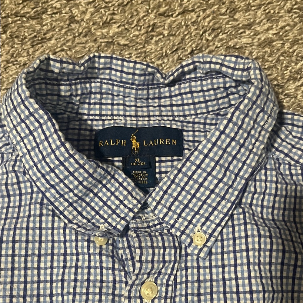 Polo by Ralph Lauren kids XL 18/20 Blue Plaid Shirt - Picture 2 of 5